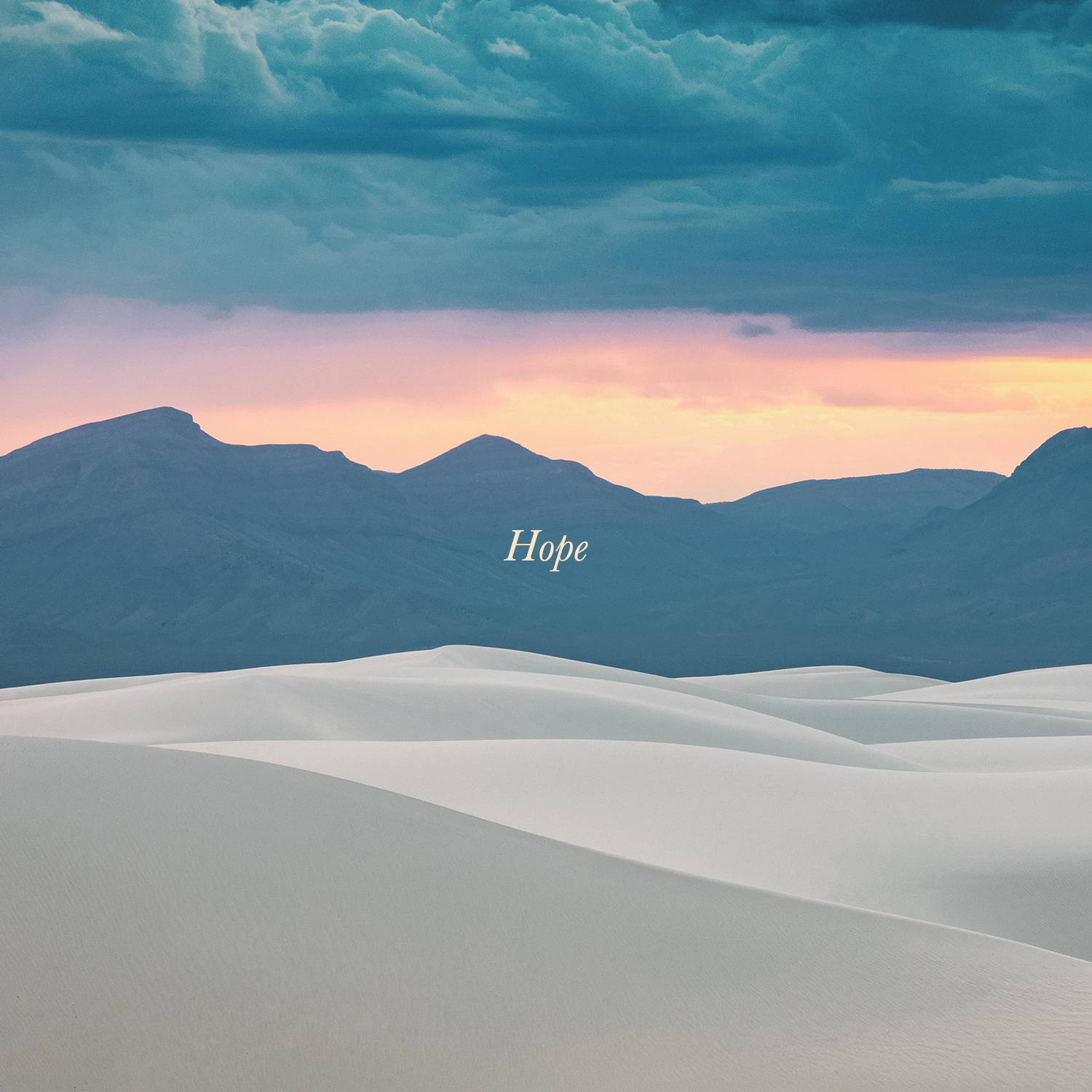 Desert with blue and orange sky