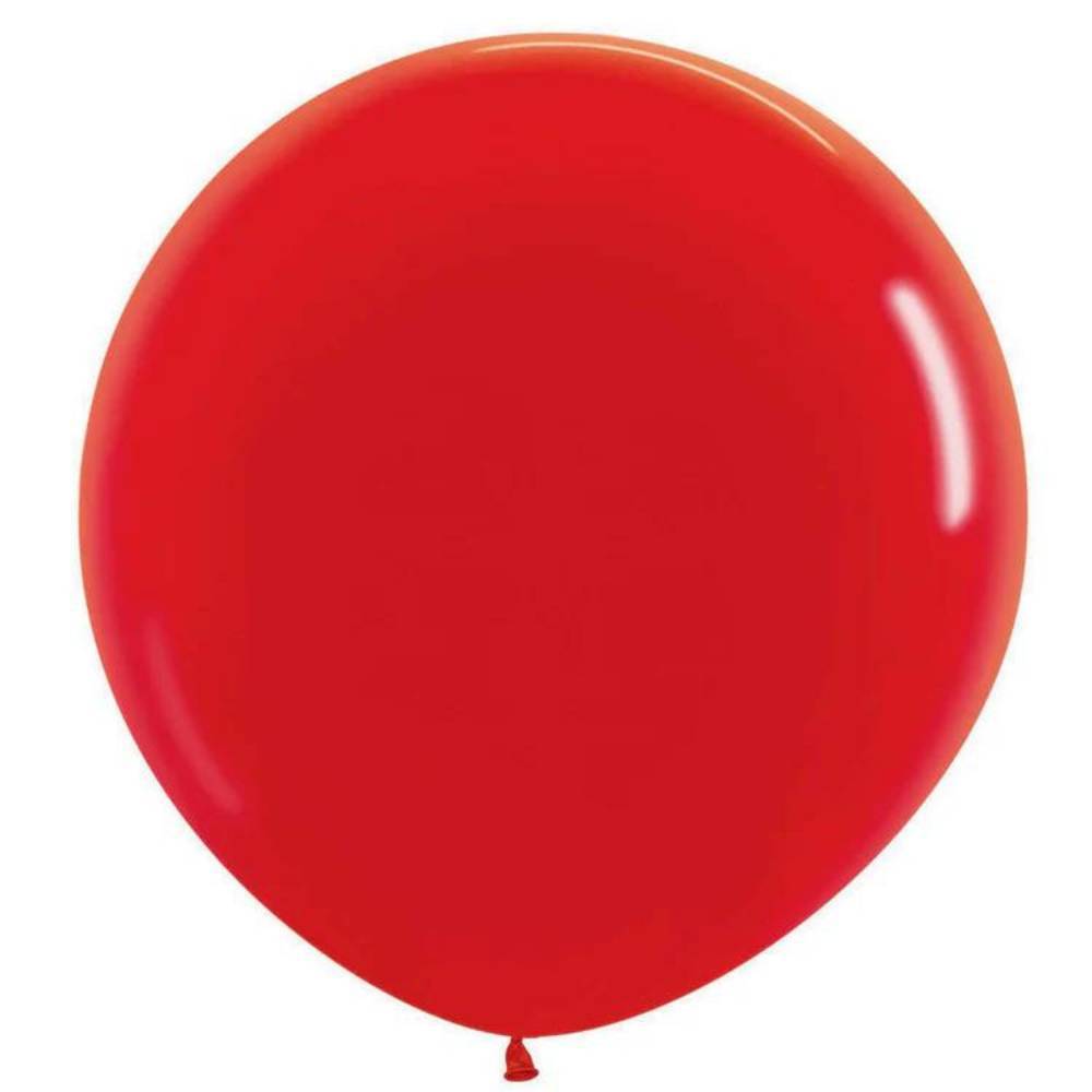 Image of single inflated red balloon. Shop red balloons.