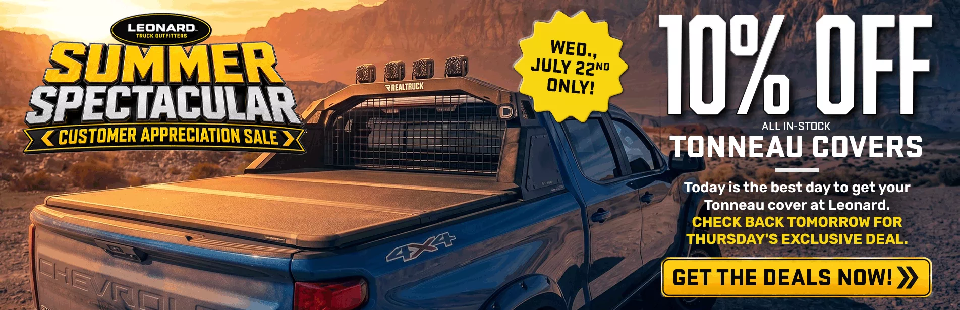 Wednesday, July 22: 10% off all in-stock tonneau covers