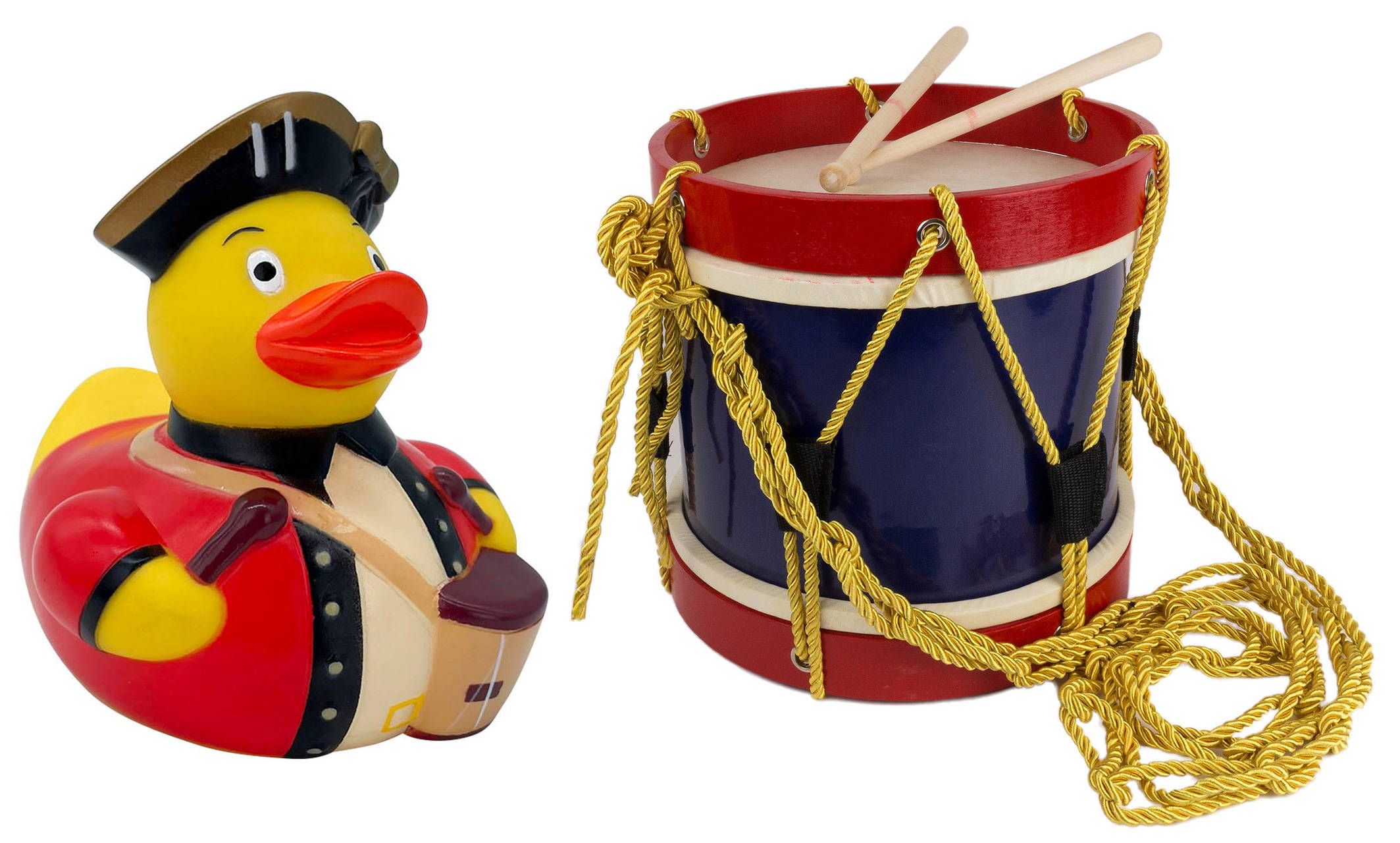 Drummer Rubber Duckie and Spirit of '76 Toy Drum