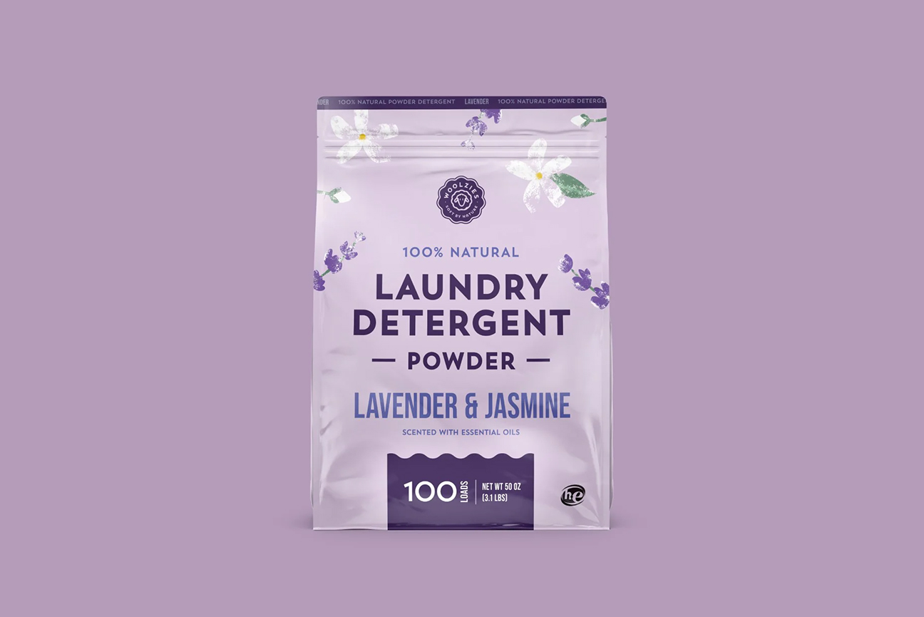 a lavendar bag of laundry detergent powder in lavender & jasmine scent