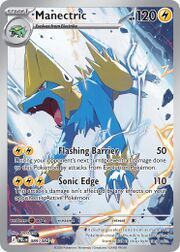 Manectric Pokémon card featuring attacks Flashing Barrier and Sonic Edge.