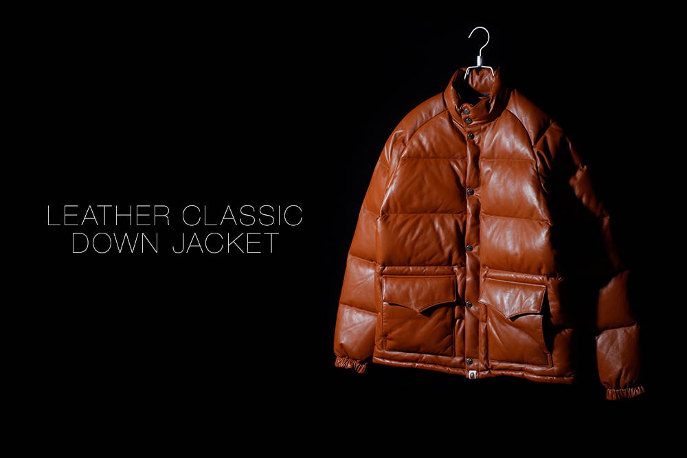 A BATHING APE LEATHER CLASSIC DOWN JKT-