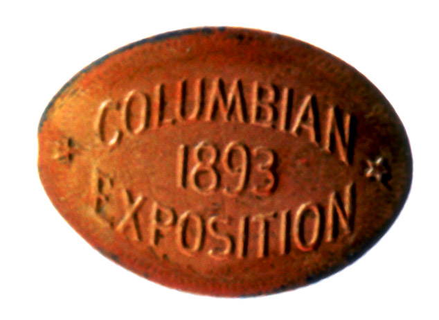 A pressed penny from the 1893 Columbian Exposition 