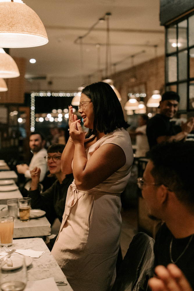 engagement proposal at pizzeria, nyc