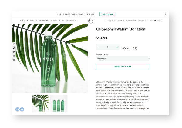 chlorophyll water donation platform on website