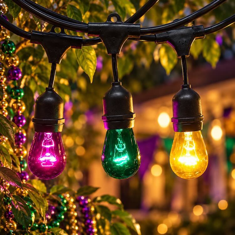 Mardi Gras string lights