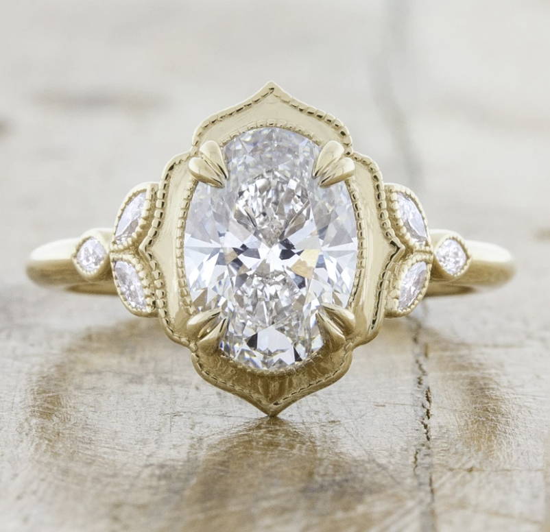 victorian style engagement ring in yellow gold
