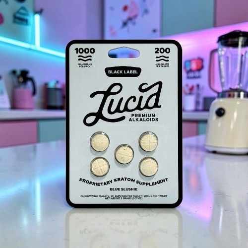 Lucid premium dietary supplement package with five capsules displayed.