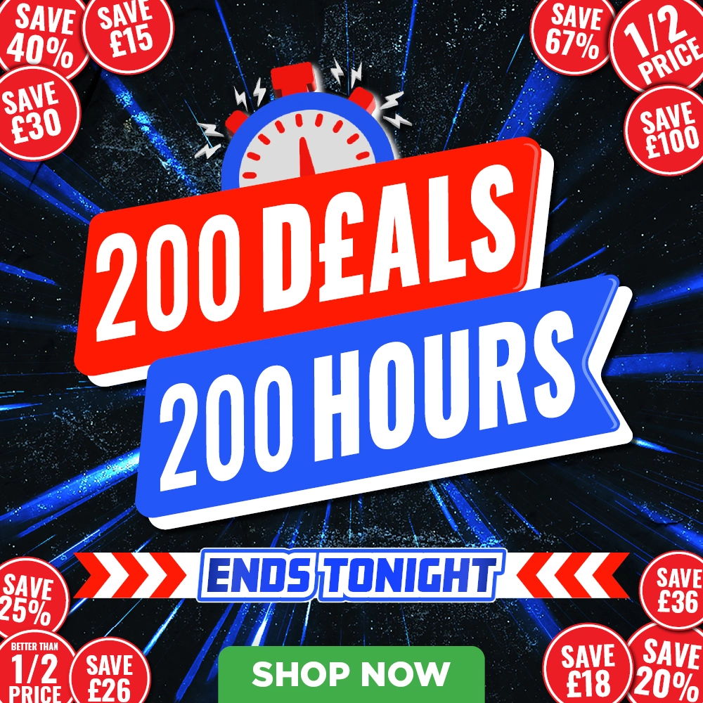 Promotional banner for 200 deals ending tonight with discounts.