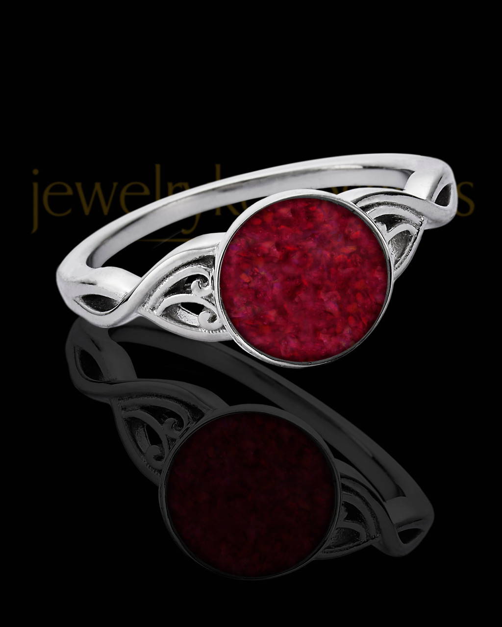 Ladies Garnet Cremation Ring For Ashes
