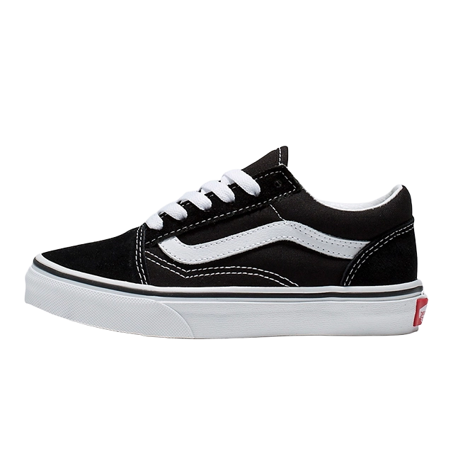 Black and white low-top sneakers with a classic design.