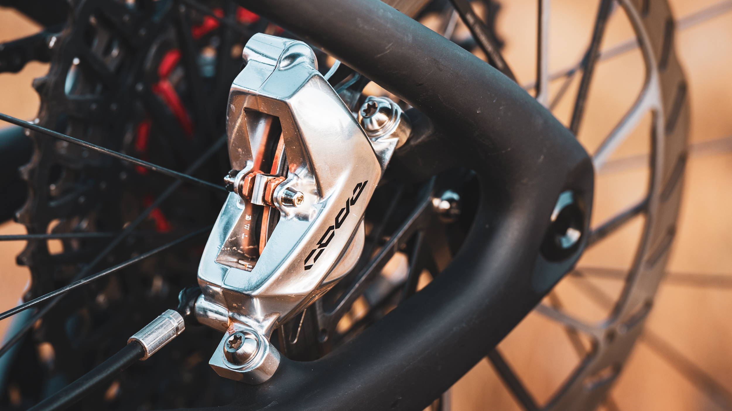 SRAM Code Stealth Ultimate Caliper mounted on rear end of Specialized Stumpjumper with HS2 rotor