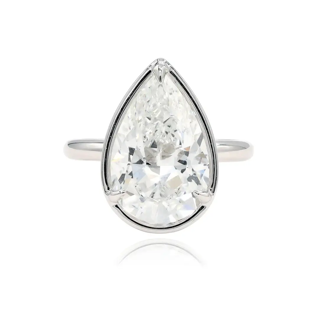 Platinum Solitaire 6.03ct Pear-Shape Diamond Engagement Ring