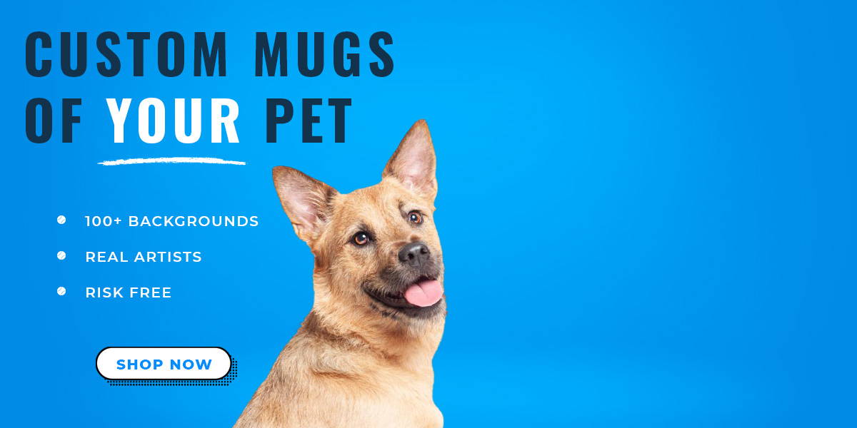 happy dog looking over his shoulder - custom coffee mug banner image