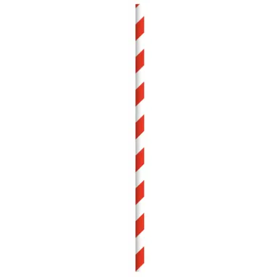 A red and white paper straw