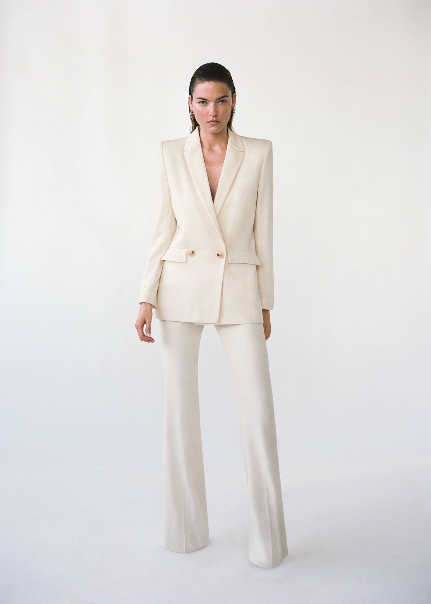 Galvan x Martha Hunt Capsule - Spinal Blazer and tailored trousers in off white