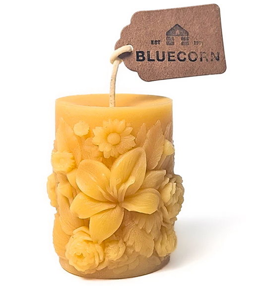 Sculpted Floral Beeswax Pillar Candle