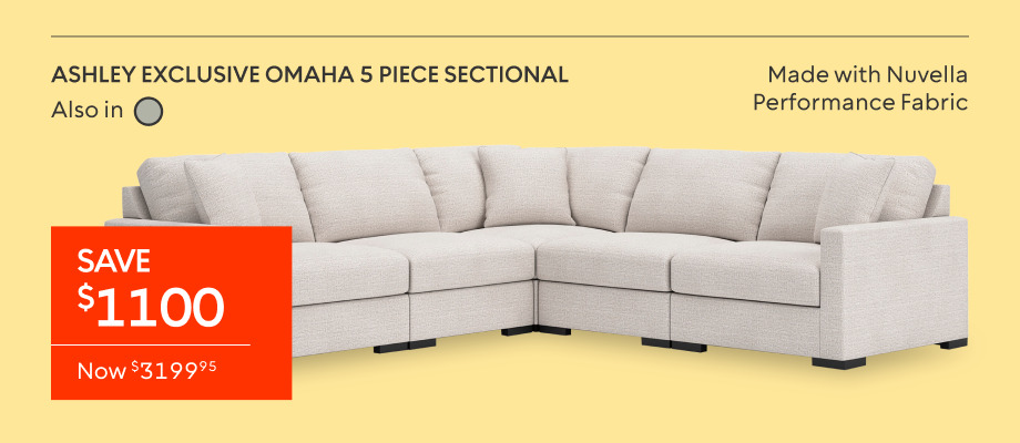 Ashley Exclusive Omaha 5 Piece Sectional now $3199.95 save $1100