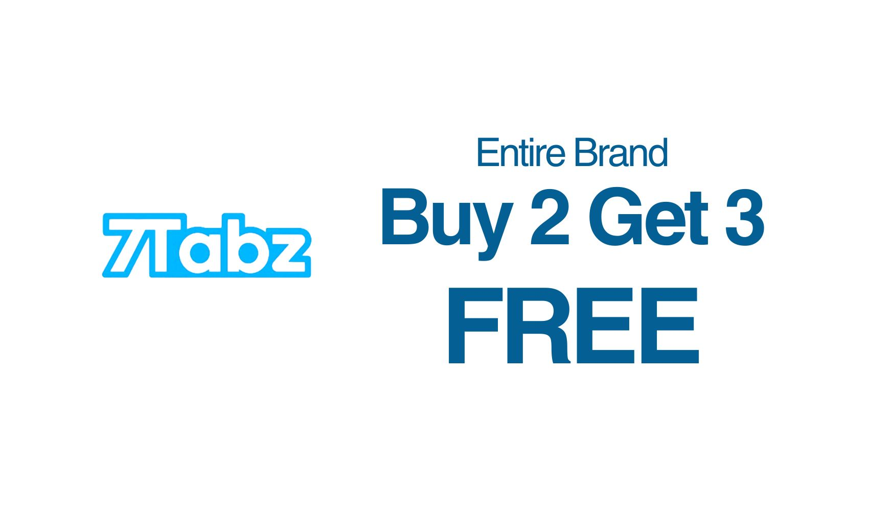 Tabz logo with promotion: Buy 2 Get 3 FREE.