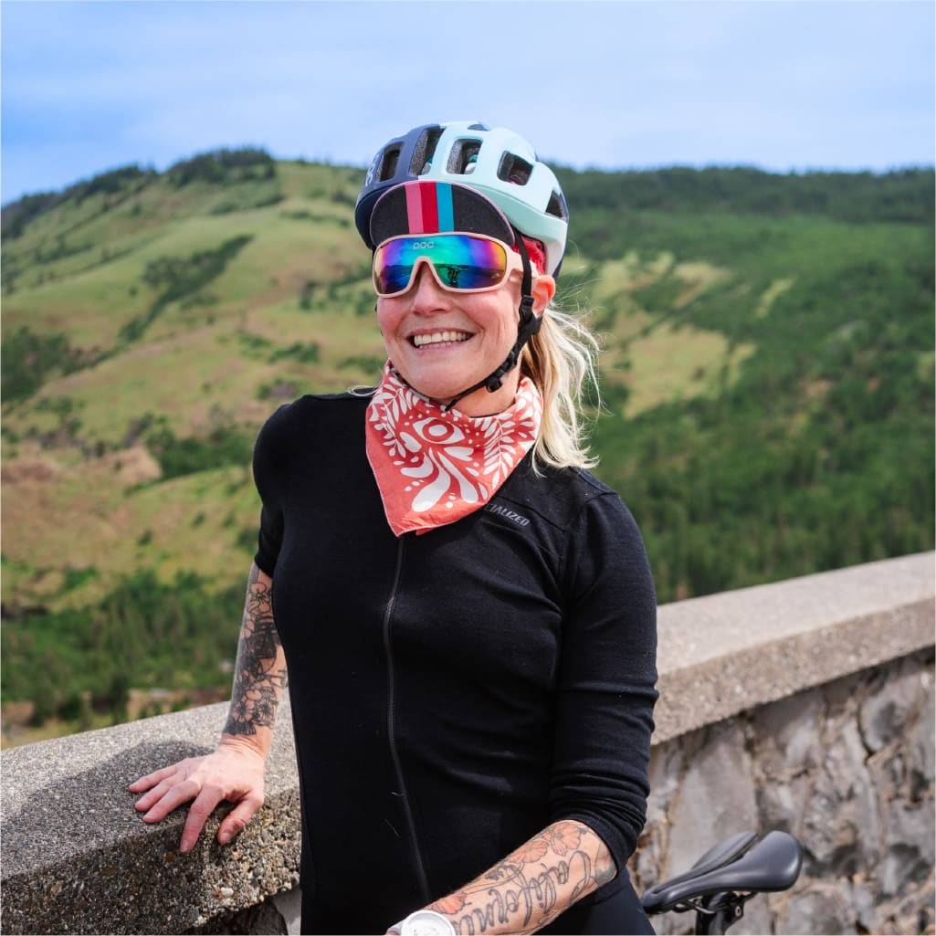 Lisa Congdon Wearing Bike Helmet Outside