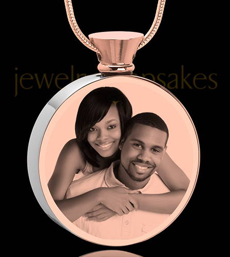 Rose Gold Round Stainless Steel Photo Pendant
