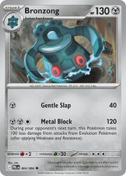 Card featuring Bronzong, a Pokémon with attack details and stats.