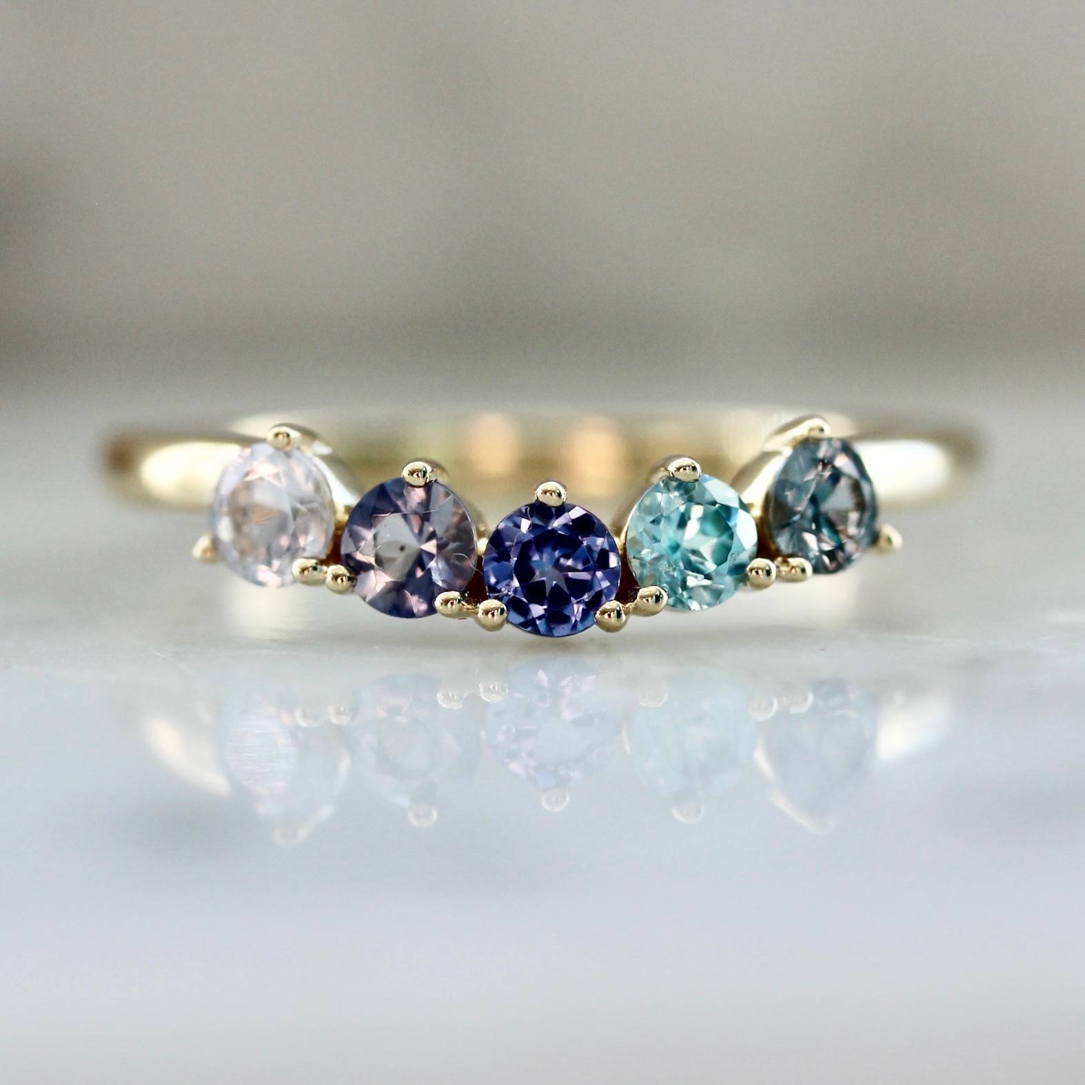 Topaz, Spinel,and Sapphire Curved Band