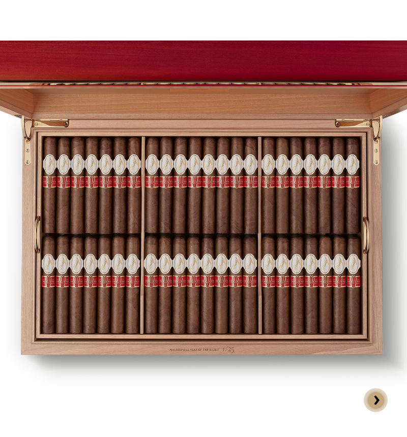 Open Davidoff Year of the Rabbit Masterpiece Humidor with 44 Gran Toro Cigars