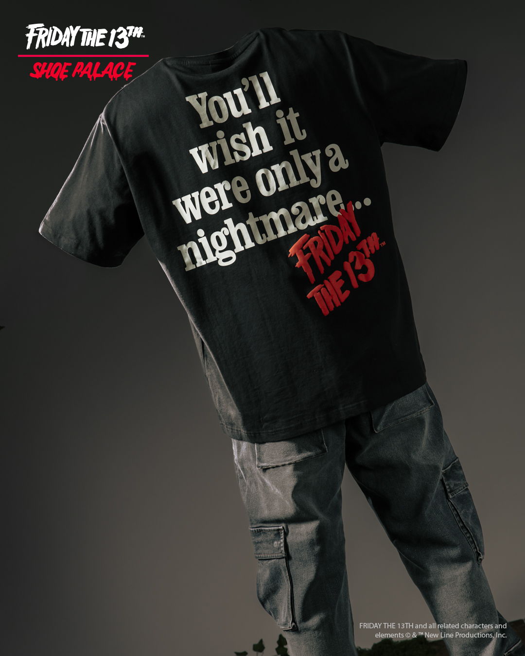 Black t-shirt with text: 
