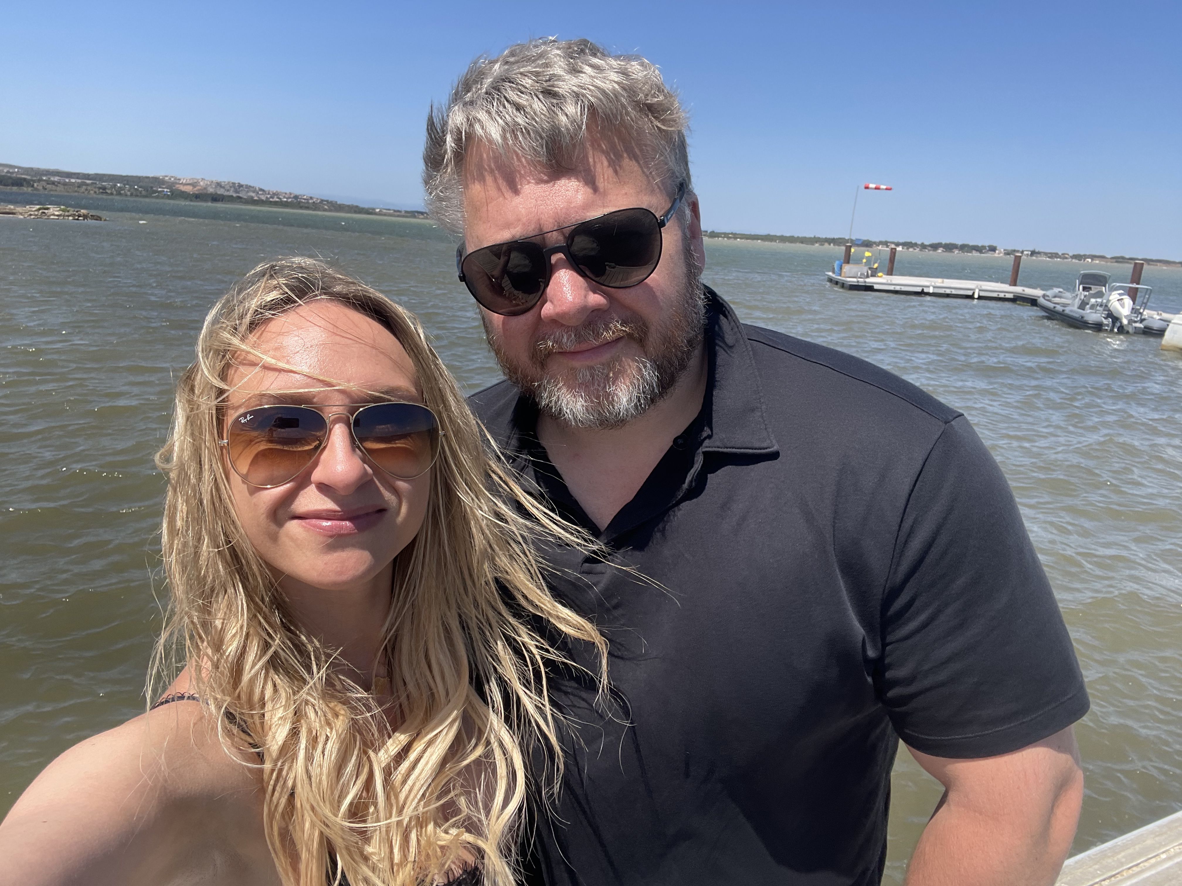 Ben and Katia on the pier near Louise Dears home and gallery space in France