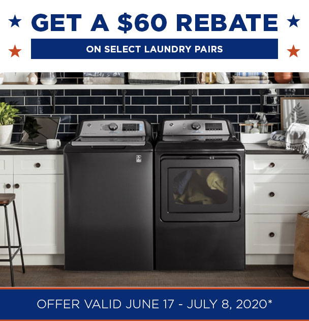 GET A $60 rebate on select laundry pairs