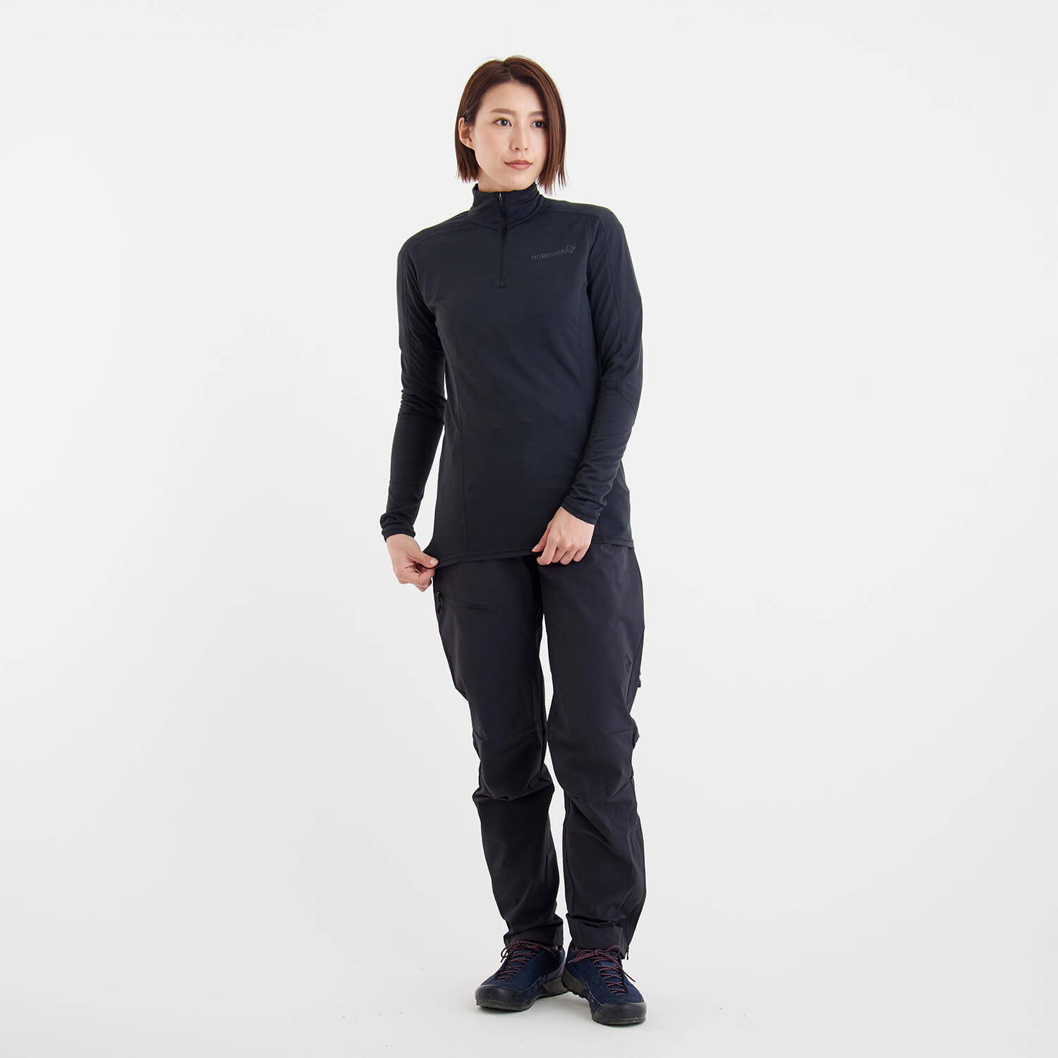NORRONA（ノローナ）/イコライザー メリノジップネック/ブラック/WOMENS