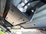 Undercarriage air compressor solenoid bracket mount inlet port Mike's 2004 Chevy Impala Conductor's Special 544 Nightmare Edition train horn kit customer install gallery photo 3