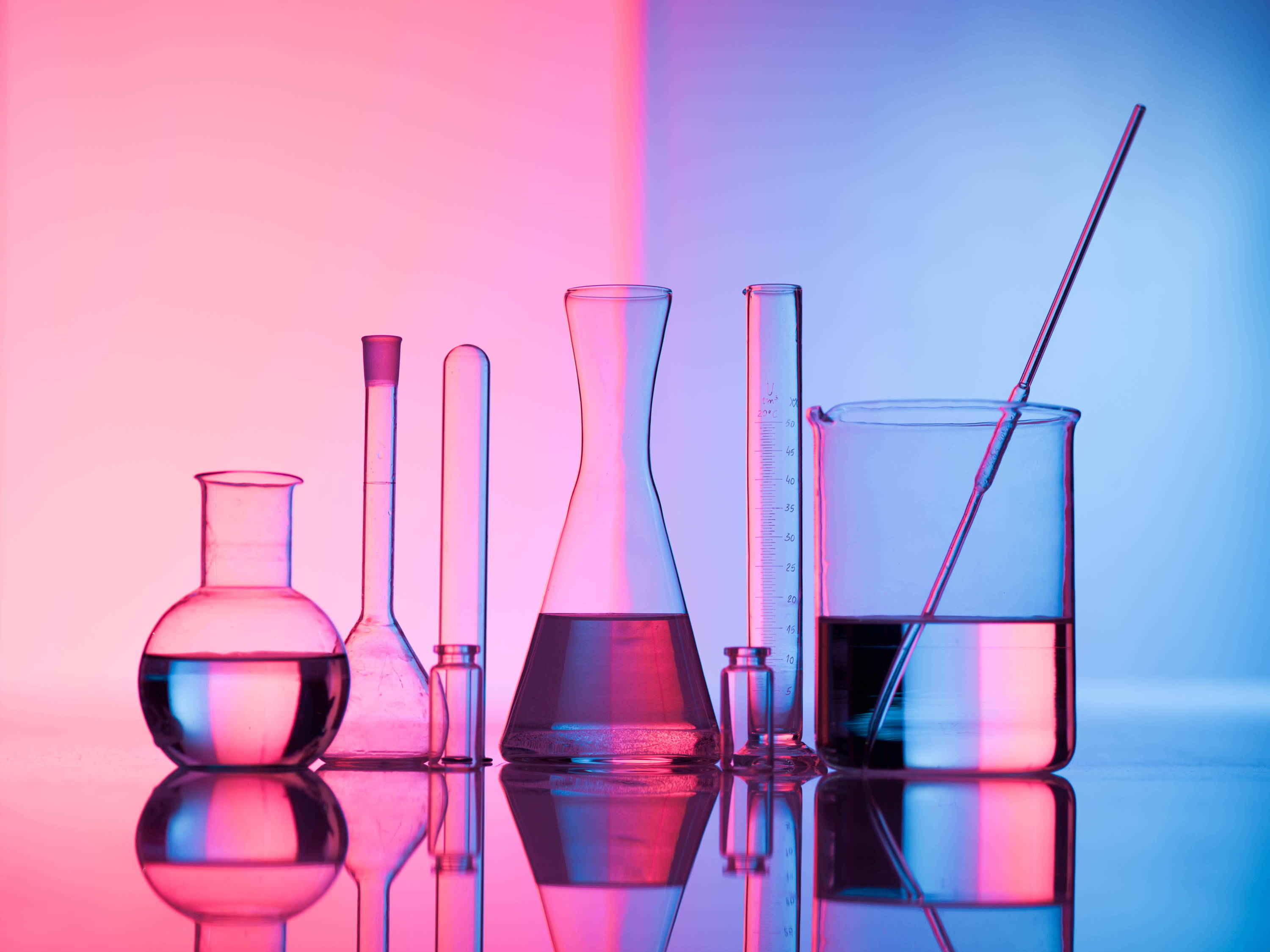 Beakers in a laboratory