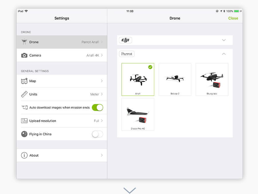 Pix4Dcapture Select your Drone