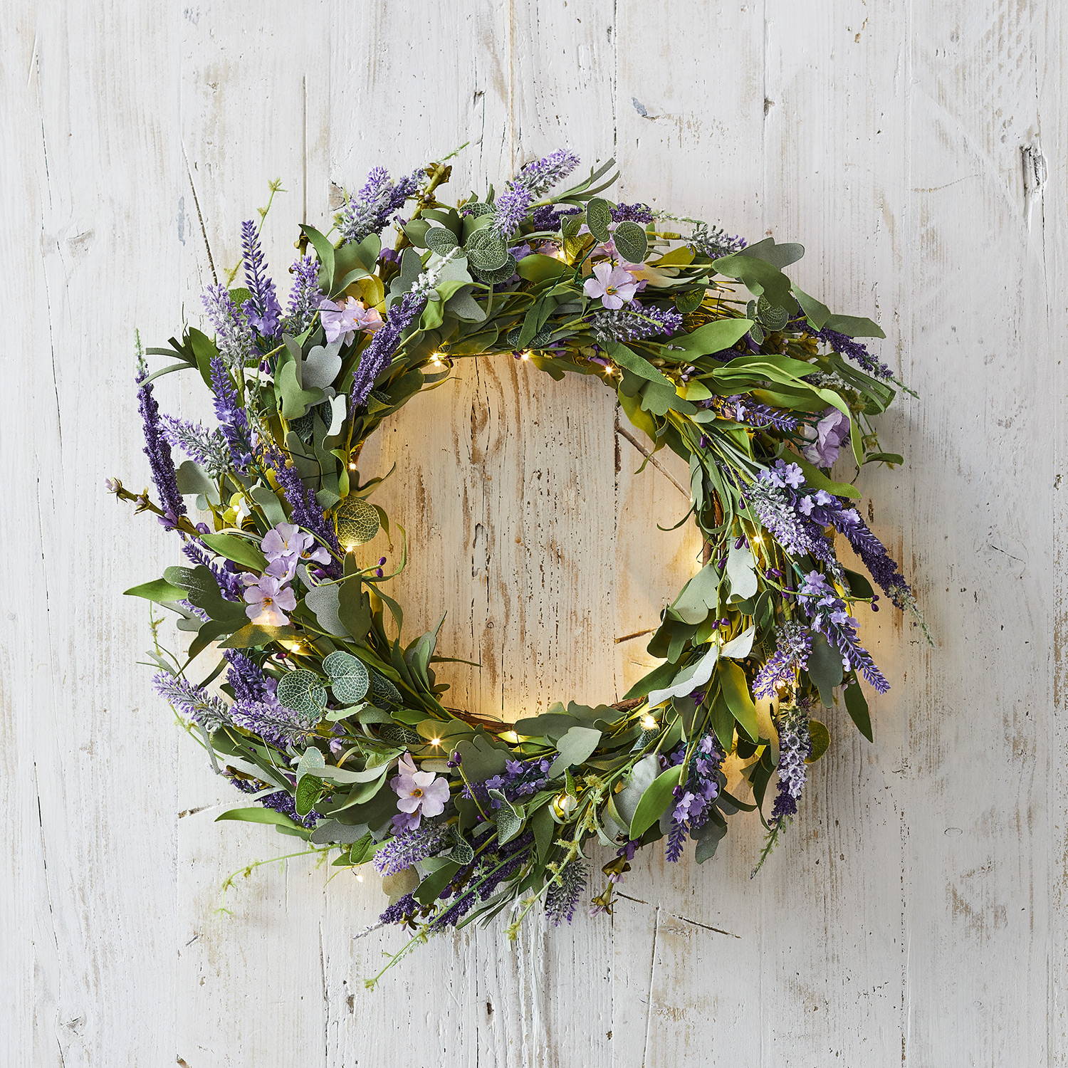 Lavender wreath with micro lights