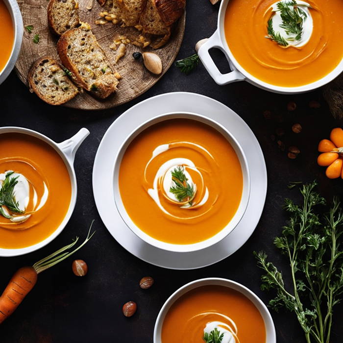 recipe image for Roasted Carrot Soup Two Ways