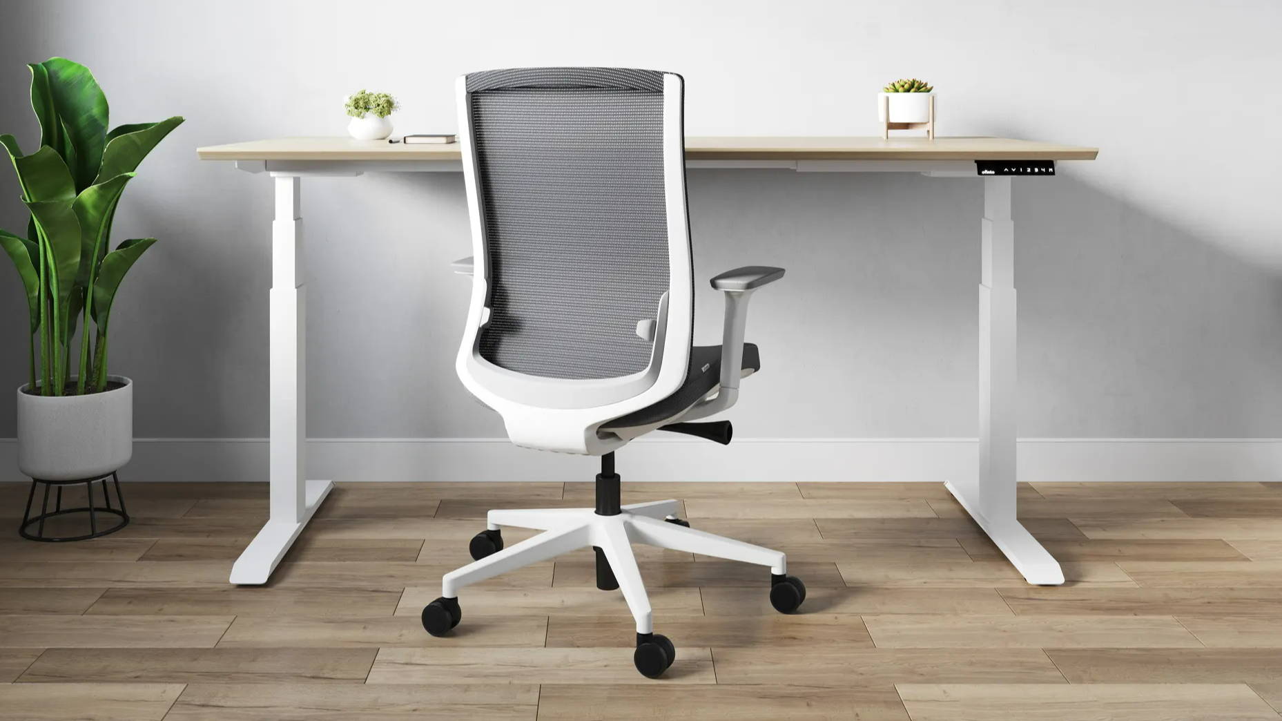 La chaise de bureau ergonomique ofinto Ergo en blanc dans le Home Office