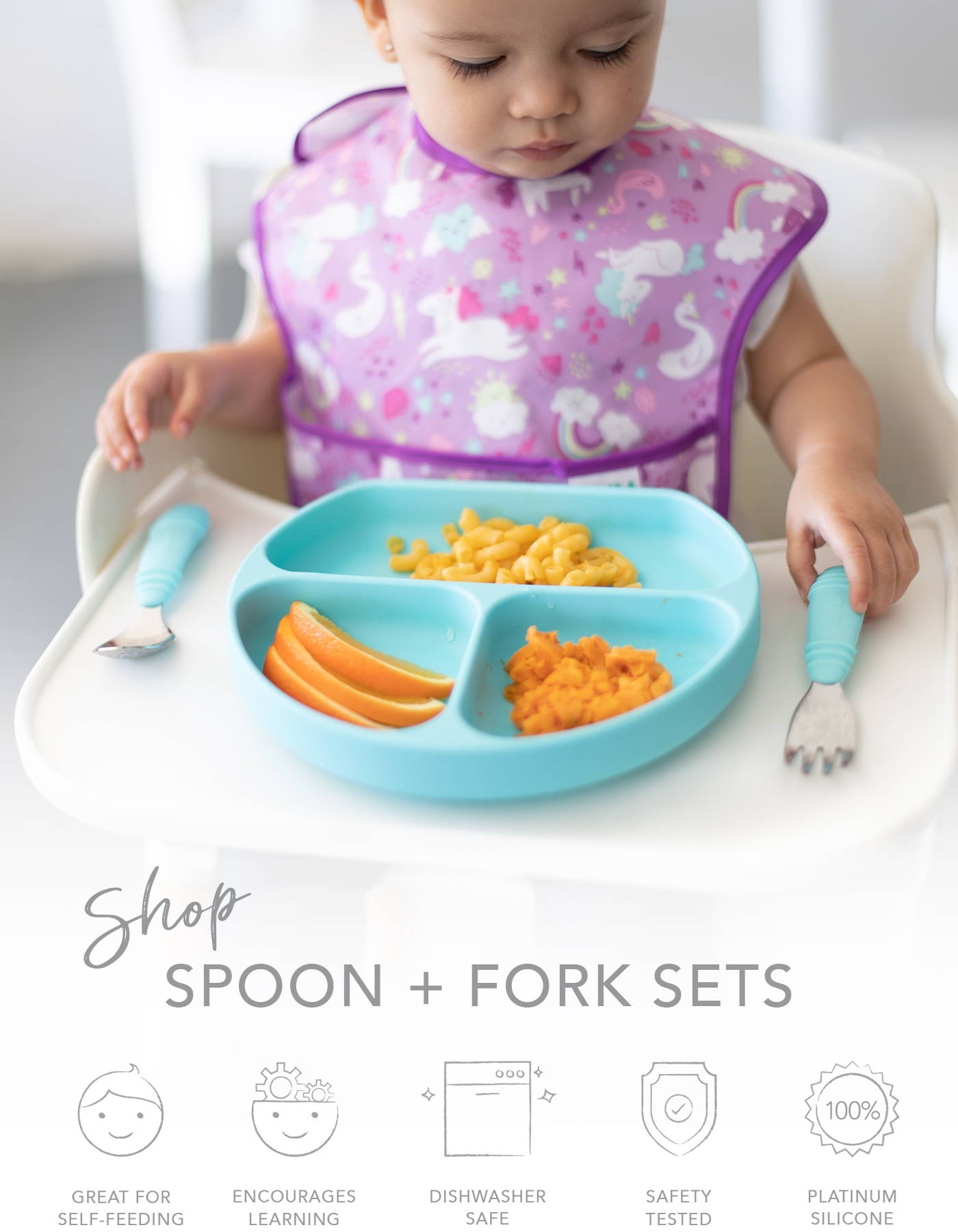 Baby Fork and Spoon Cutlery Set Toddler Food Feeding Multi-functional YW 