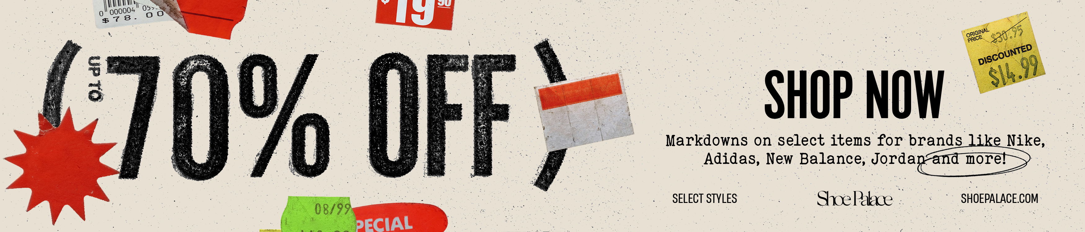 Promotional banner offering 70% off, encouraging users to shop now.