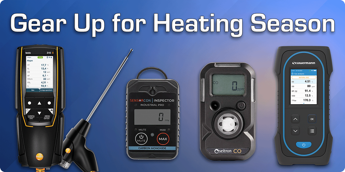 Shop heating season tools, including combustion analyzers and personal CO monitors
