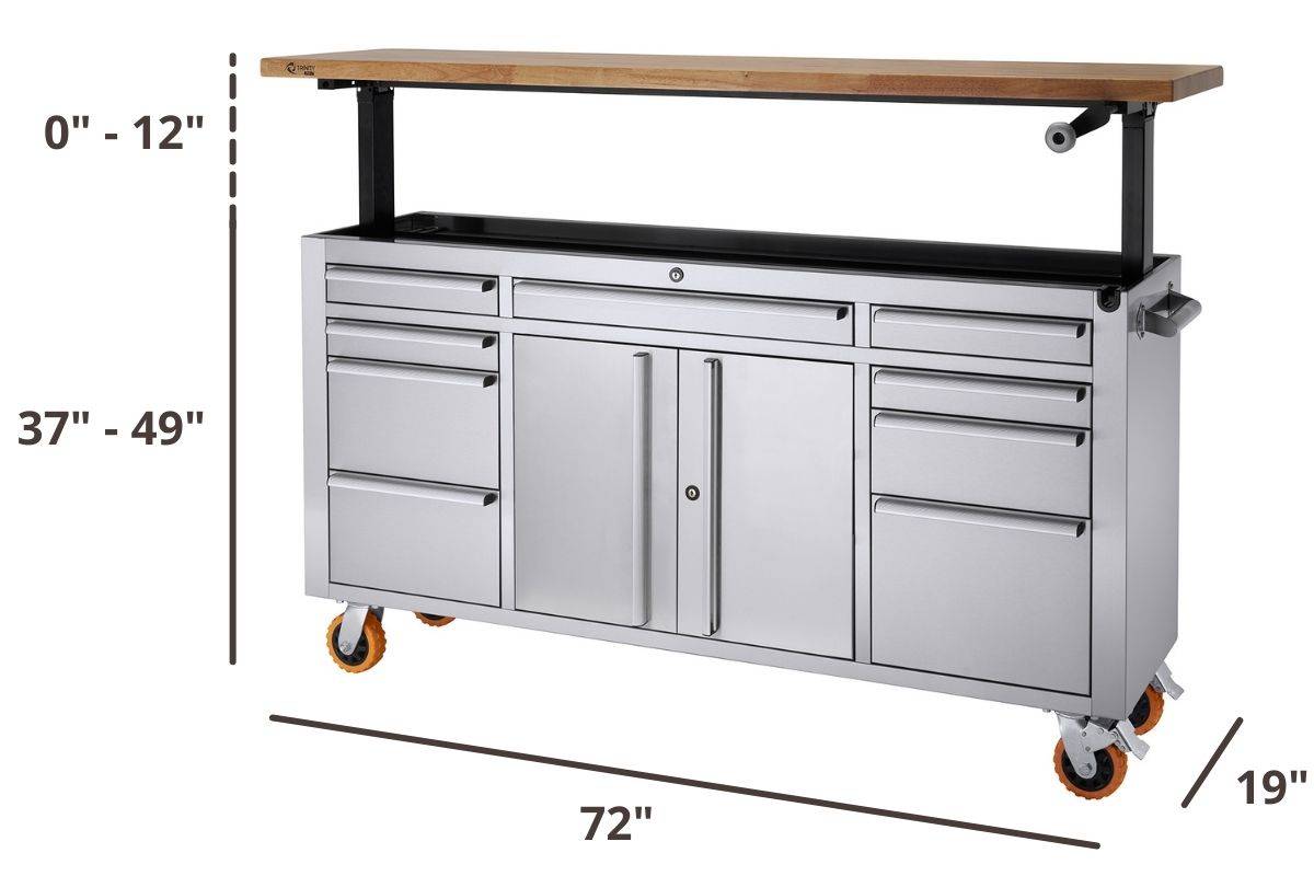 72 inches wide adjustable top workbench