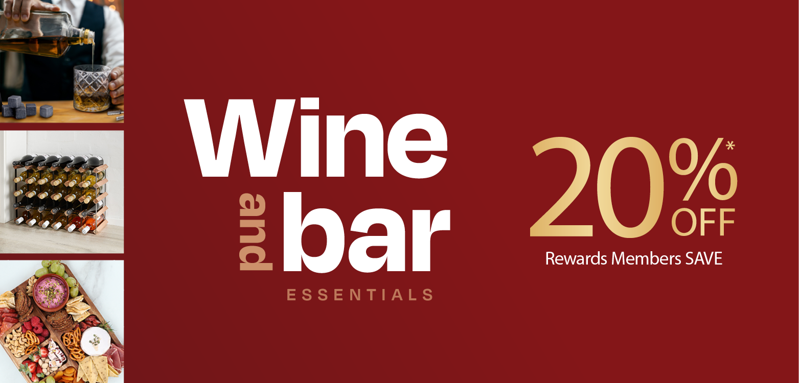 Wine bar essentials with 20% off for rewards members.