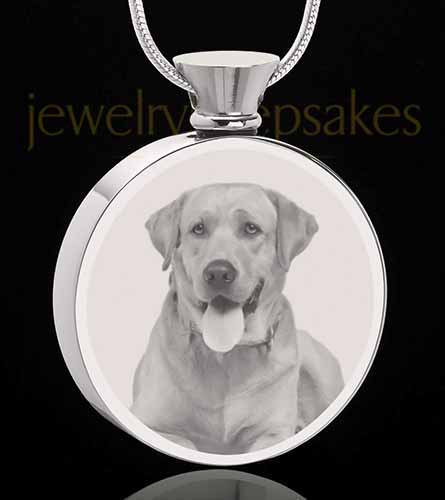 Photo Engraved Round Stainless Steel Pet Cremation Pendant