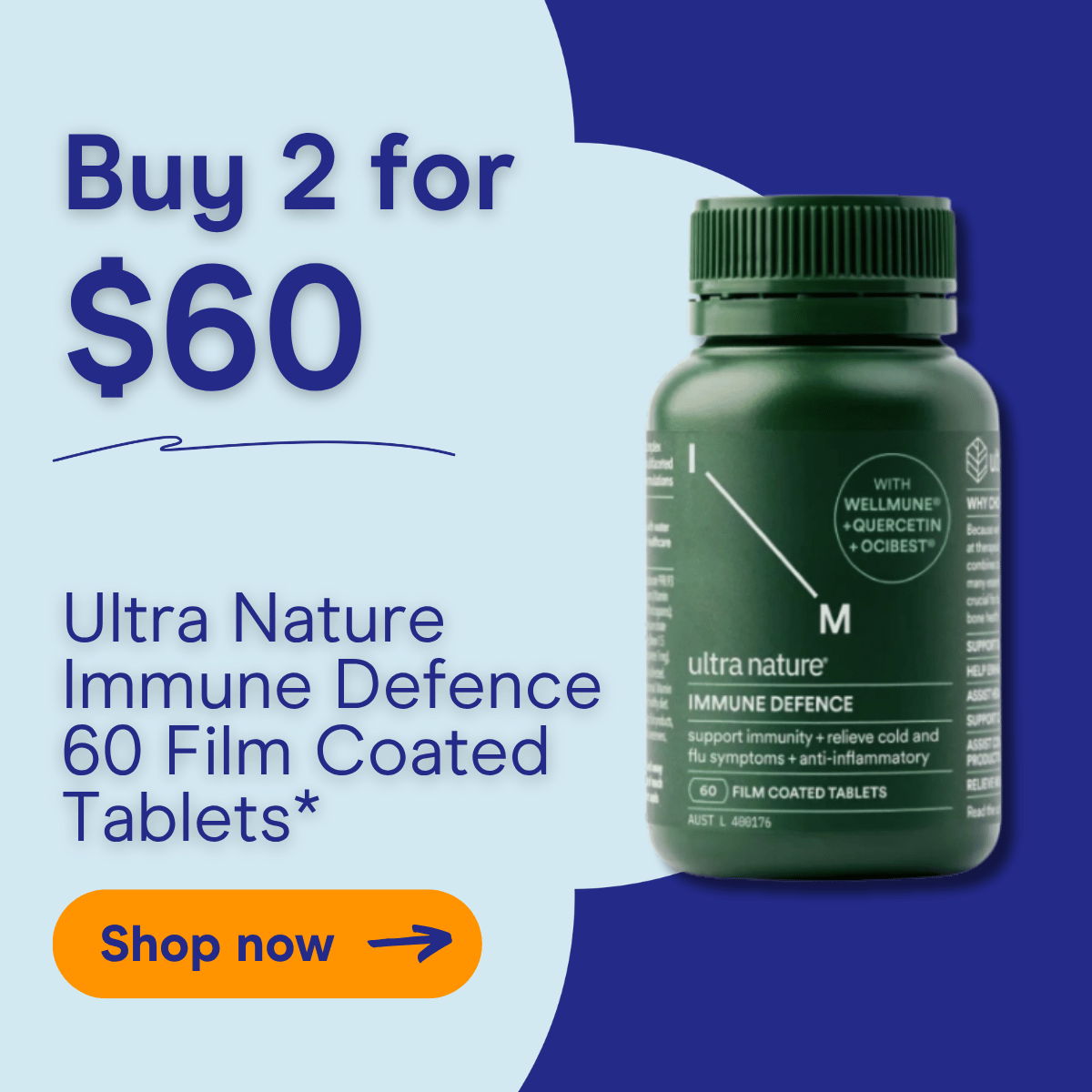 Ultra Nature Immune Defence tablets. Buy 2 for $60