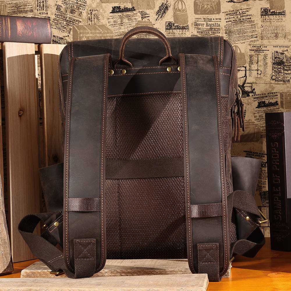 the compact leather backpack
