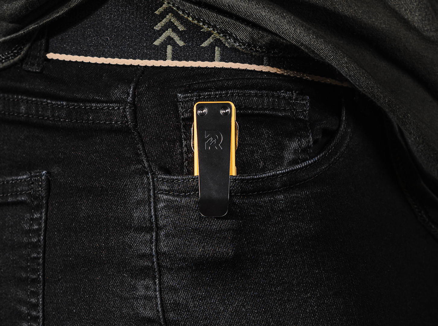 24K Gold keycase clipped in front pocket