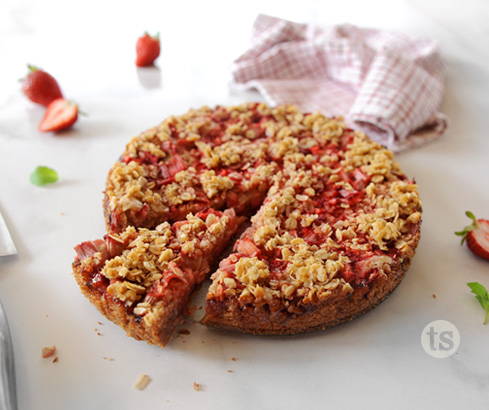 nana's strawberry rhubarb cake