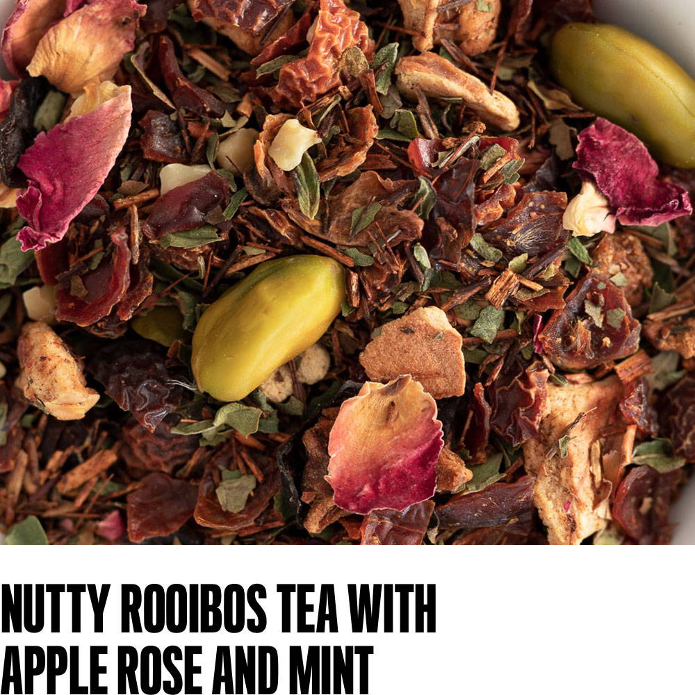 Nutty rooibos with apple rose and mint